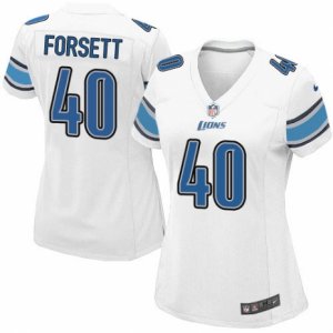Women\'s Nike Detroit Lions #40 Justin Forsett Limited White NFL Jersey