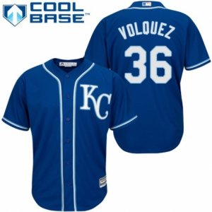 Men\'s Majestic Kansas City Royals #36 Edinson Volquez Replica Blue Alternate 2 Cool Base MLB Jersey