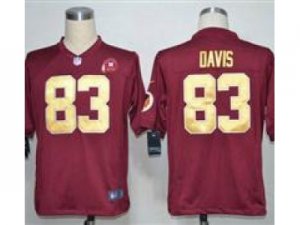 Nike NFL Washington Redskins #83 Fred Davis Red Jerseys W 80TH Patch Gold Numbers(Game)