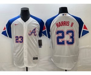 Men\'s Atlanta Braves #23 Michael Harris II Number White 2023 City Connect Flex Base Stitched Baseball Jersey1
