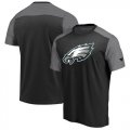 Philadelphia Eagles NFL Pro Line by Fanatics Branded Iconic Color Block T-Shirt BlackHeathered Gray