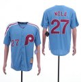 Phillies #27 Aaron Nola Blue Cooperstown Collection Jersey