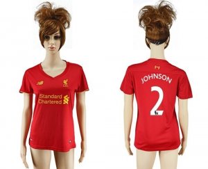 Womens Liverpool #2 Johnson Red Home Soccer Club Jersey