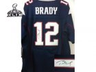 2015 Super Bowl XLIX Nike New England Patriots #12 Tom Brady Blue Jerseys(Signed Elite)