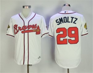 Braves #29 John Smoltz White 1995 Throwback Jersey