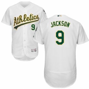 Men\'s Majestic Oakland Athletics #9 Reggie Jackson White Flexbase Authentic Collection MLB Jersey