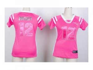 Nike women nfl jerseys new england patriots #12 tom brady pink[fashion Rhinestone sequins]