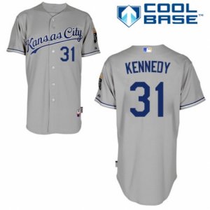 Men\'s Majestic Kansas City Royals #31 Ian Kennedy Replica Grey Road Cool Base MLB Jersey