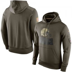 Men Cleveland Browns Nike Olive Salute To Service KO Performance Hoodie