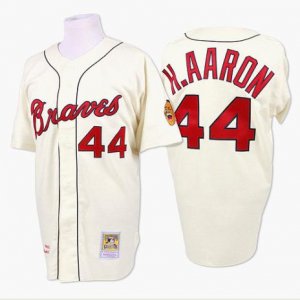 mlb atlanta braves #44 aaron m&n cream 1963.