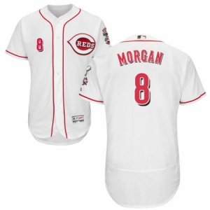 Men\'s Majestic Cincinnati Reds #8 Joe Morgan White Flexbase Authentic Collection MLB Jersey