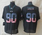 Nike Philadelphia Eagles #90 Smith Black Jerseys(USA Flag Fashion Elite)