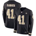 Nike Saints #41 Alvin Kamara Black Therma Long Sleeve Jersey