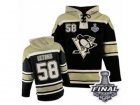 Mens Old Time Hockey Pittsburgh Penguins #58 Kris Letang Authentic Black Sawyer Hooded Sweatshirt 2017 Stanley Cup Final