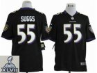 2013 Super Bowl XLVII Youth NEW NFL Baltimore Ravens 55 Terrell Suggs Black Jerseys(Youth Limited)