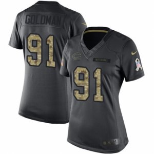 Women\'s Nike Chicago Bears #91 Eddie Goldman Limited Black 2016 Salute to Service NFL Jersey