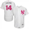 Men's Majestic New York Yankees #14 Starlin Castro Authentic White 2016 Mother's Day Fashion Flex Base MLB Jersey