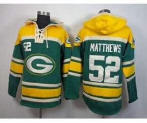 Nike nfl jerseys green bay packers #52 clay matthews green-yellow[pullover hooded sweatshirt]