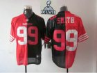 2013 Super Bowl XLVII NEW San Francisco 49ers #99 Aldon Smith black-red jerseys(Elite split)