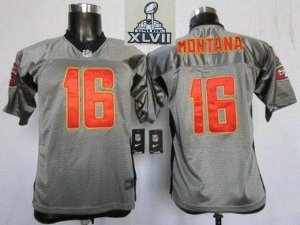 2013 Super Bowl XLVII Youth NEW NFL San Francisco 49ers 16 Joe Montana Grey Shadow NFL Jerseys