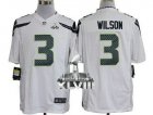 Nike Seattle Seahawks #3 Russell Wilson White Super Bowl XLVIII NFL Game Jersey
