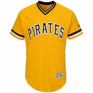 Men\'s Pittsburgh Pirates Majestic Alternate Blank Gold Flex Base Authentic Collection Team Jersey
