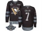 Mens Adidas Pittsburgh Penguins #7 Matt Cullen Authentic Black 1917-2017 100th Anniversary 2017 Stanley Cup Champions NHL Jersey