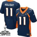 Nike Denver Broncos #11 Trindon Holliday Navy Blue Super Bowl XLVIII NFL Jersey(2014 New Elite)