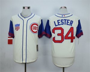 Cubs #34 Jon Lester Cream Cooperstown Collection Jersey