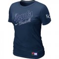 Women MLB Kansas City Royals D.Blue Nike Short Sleeve Practice T-Shirt
