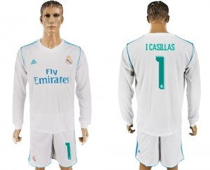 2017-18 Real Madrid 1 I CASILLAS Home Long Sleeve Soccer Jersey