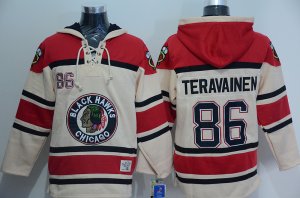 Chicago Blackhawks #86 Teuvo Teravainen Cream Sawyer Hooded Sweatshirt Stitched NHL Jersey