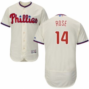 Men\'s Majestic Philadelphia Phillies #14 Pete Rose Cream Flexbase Authentic Collection MLB Jersey