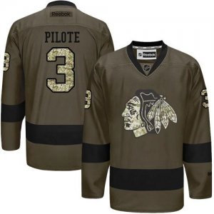 Chicago Blackhawks #3 Pierre Pilote Green Salute to Service Stitched NHL Jersey