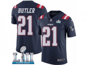 Youth Nike New England Patriots #21 Malcolm Butler Limited Navy Blue Rush Vapor Untouchable Super Bowl LII NFL Jersey