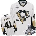 Mens Reebok Pittsburgh Penguins #41 Daniel Sprong Premier White Away 2016 Stanley Cup Champions NHL Jersey