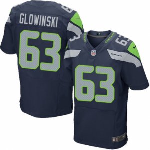 Men\'s Nike Seattle Seahawks #63 Mark Glowinski Elite Steel Blue Team Color NFL Jersey