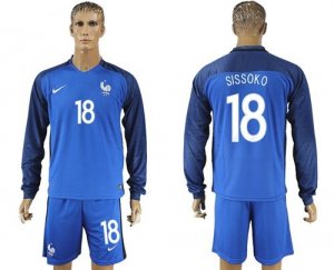 France #18 Sissoko Home Long Sleeves Soccer Country Jersey