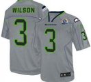 Nike Seahawks #3 Russell Wilson Lights Out Grey With Hall of Fame 50th Patch NFL Elite Jersey
