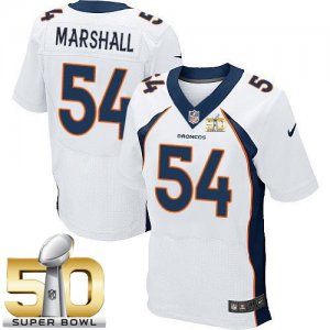 Nike Denver Broncos #54 Brandon Marshall White Super Bowl 50 Men Stitched NFL New Elite Jersey