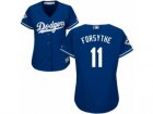 Women Majestic Los Angeles Dodgers #11 Logan Forsythe Replica Royal Blue Alternate 2017 World Series Bound Cool Base MLB Jersey