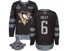Mens Adidas Pittsburgh Penguins #6 Trevor Daley Authentic Black 1917-2017 100th Anniversary 2017 Stanley Cup Champions NHL Jersey