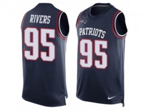 Mens Nike New England Patriots #95 Derek Rivers Limited Navy Blue Player Name & Number Tank Top NFL Jersey