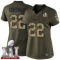 Womens Nike New England Patriots #22 Justin Coleman Limited Green Salute to Service Super Bowl LI 51 NFL Jersey