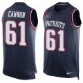 Mens Nike New England Patriots #61 Marcus Cannon Limited Navy Blue Player Name & Number Tank Top NFL Jersey