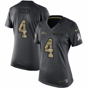 Womens Nike Baltimore Ravens #4 Sam Koch Limited Black 2016 Salute to Service NFL Jersey