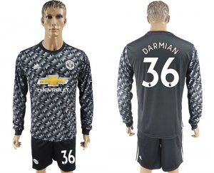 2017-18 Manchester United 36 DARMIAN Away Long Sleeve Soccer Jersey