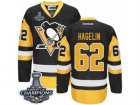 Mens Reebok Pittsburgh Penguins #62 Carl Hagelin Premier Black Gold Third 2017 Stanley Cup Champions NHL Jersey