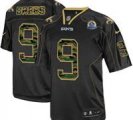Nike Saints #9 Drew Brees Black(Camo Number) With Hall of Fame 50th Patch NFL Elite Jersey
