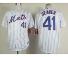 mlb jerseys new york mets #41 seaver white(blue strip)